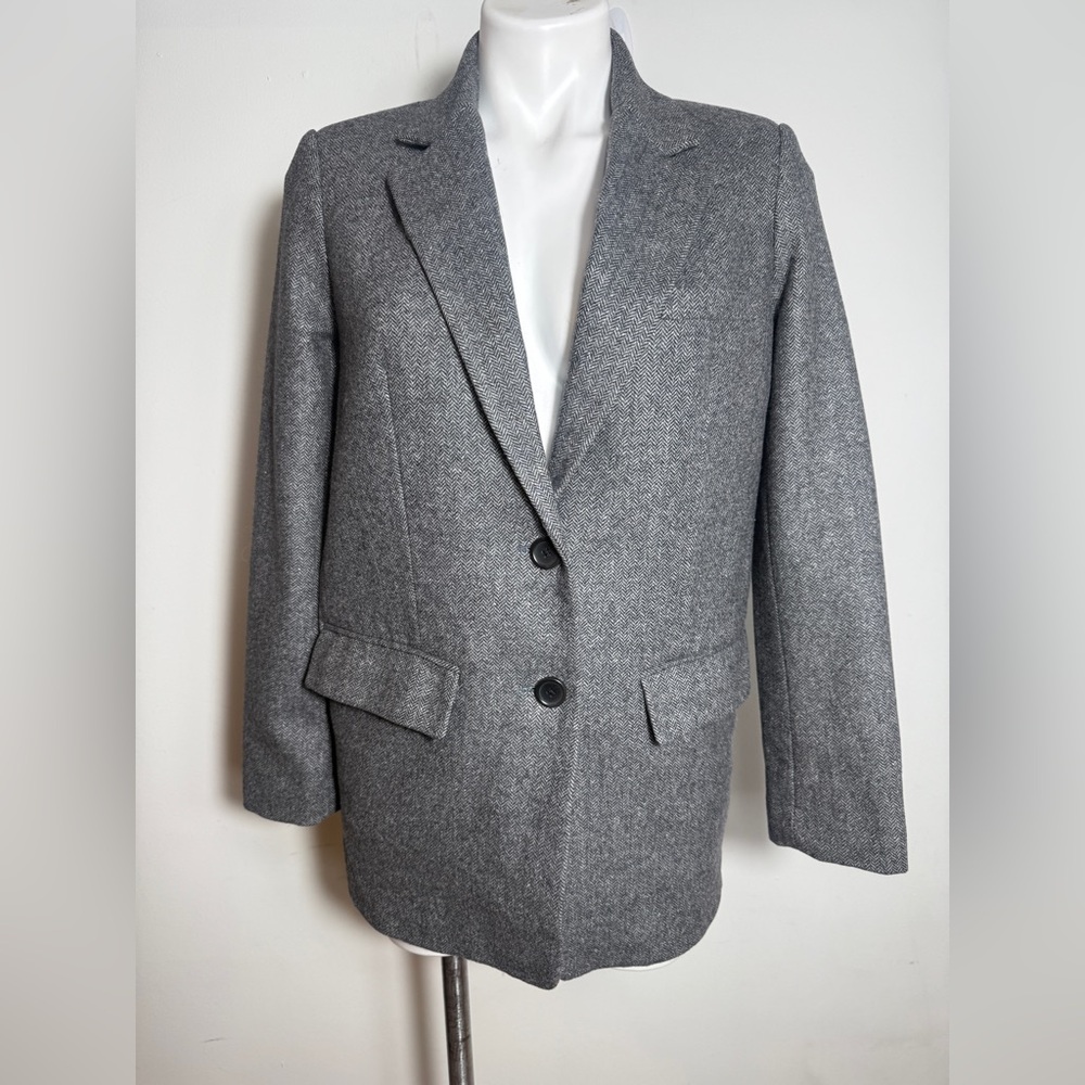 Everlane Houndstooth Gray Wool Double Breasted Ov… - image 6